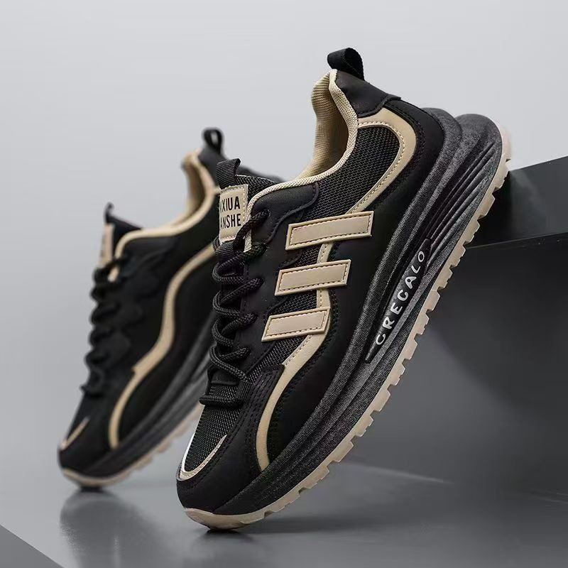 皮面男鞋休闲鞋软底跑步爆款百搭网面男鞋鞋子休闲新款男士运动鞋