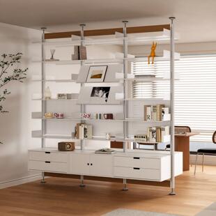 书格有物顶天立地金属置物架客厅隔间陈列架子可调节铝挤型材料展