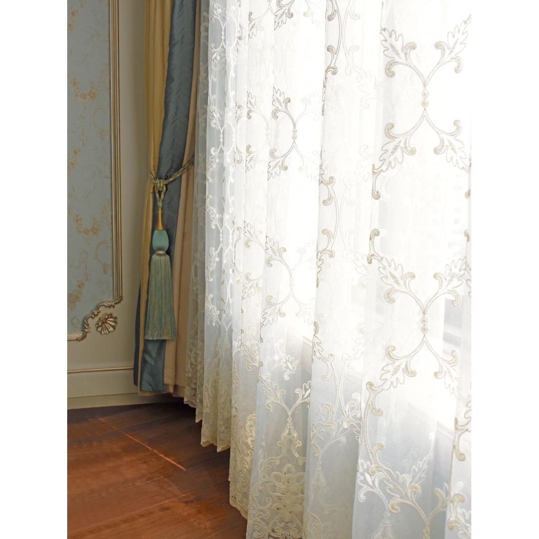 圣奇尼纱帘白纱窗纱高档土耳其进口窗帘纱布料蕾丝绣花纱公主风