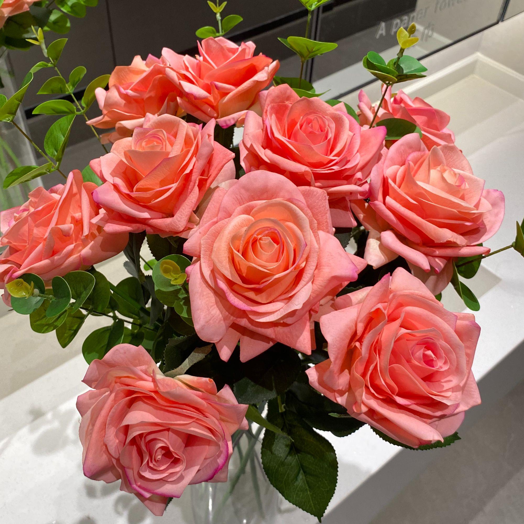 戴安娜玫瑰花 手感保湿 餐桌花 客厅花 仿真花