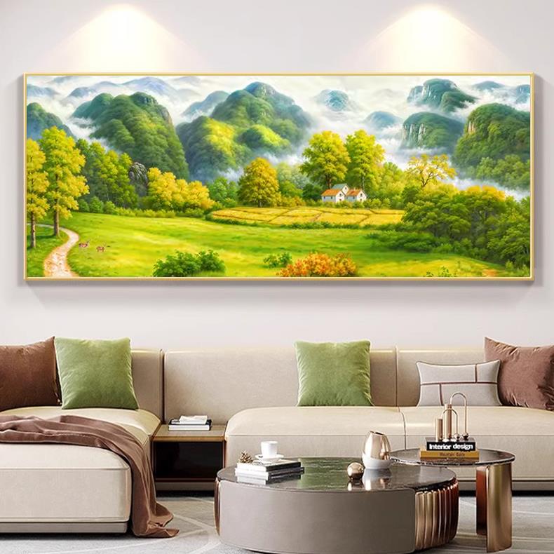 钻石画2024新款客厅大气山水风景十字绣满钻宝地生金招财点钻画