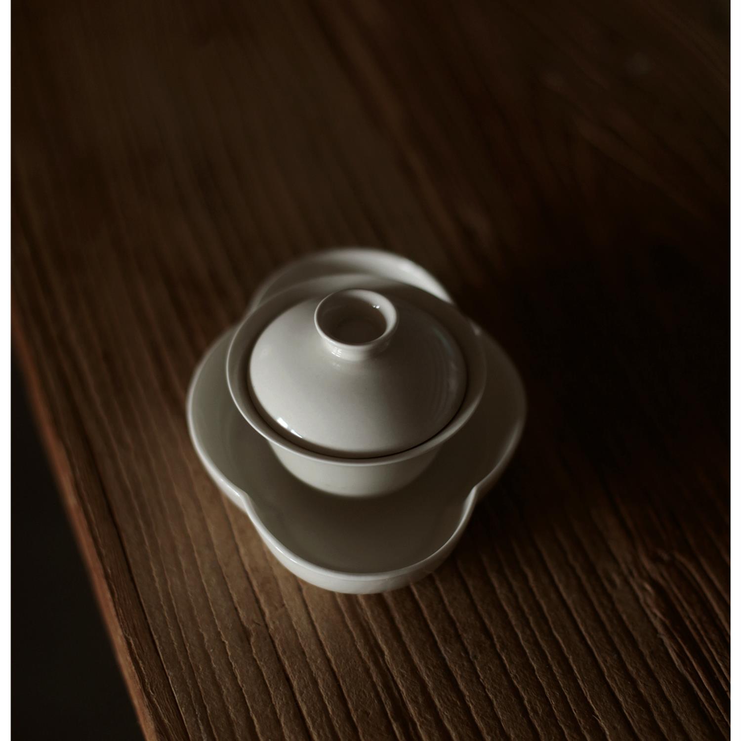 工匠家品《草木灰》静文盖碗 高足二才防烫设计 简约 壶承