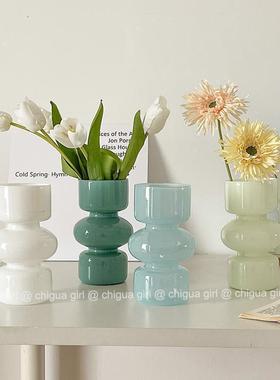 ins风简约复古中古玻璃花瓶水培鲜花插花器家居摆件桌面装饰道具