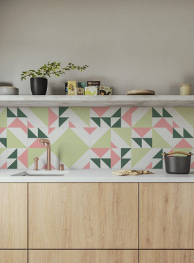 funlife几何三角拼接加厚瓷砖贴23年装自铺装饰12片新品kts077