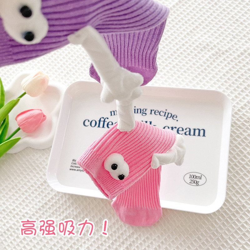 儿童牵手袜子春夏季批发多巴胺粉色男女童小腿长袜可爱宝宝中筒袜