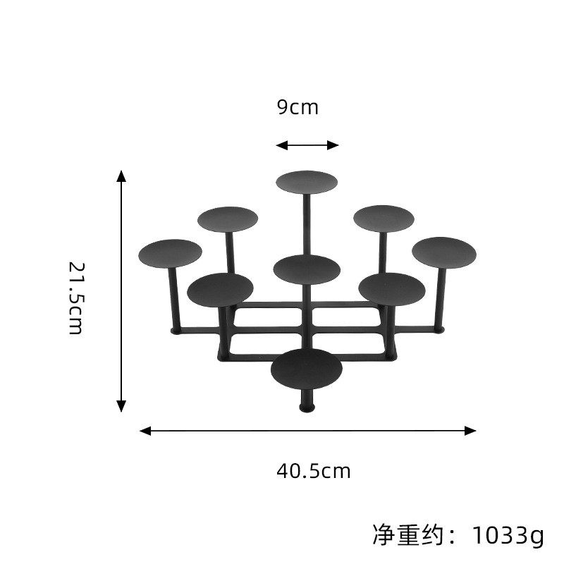 黑色多头蜡烛台铁艺烛光晚餐烛台餐桌摆件蜡烛容器批发