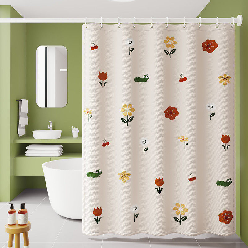 高档浴室浴帘套装免打孔卫生间防水布帘子洗澡隔断帘门帘挂帘窗帘,家庭/个人清洁工具,浴帘,淘宝优惠券,粉丝福利购,淘宝优惠卷