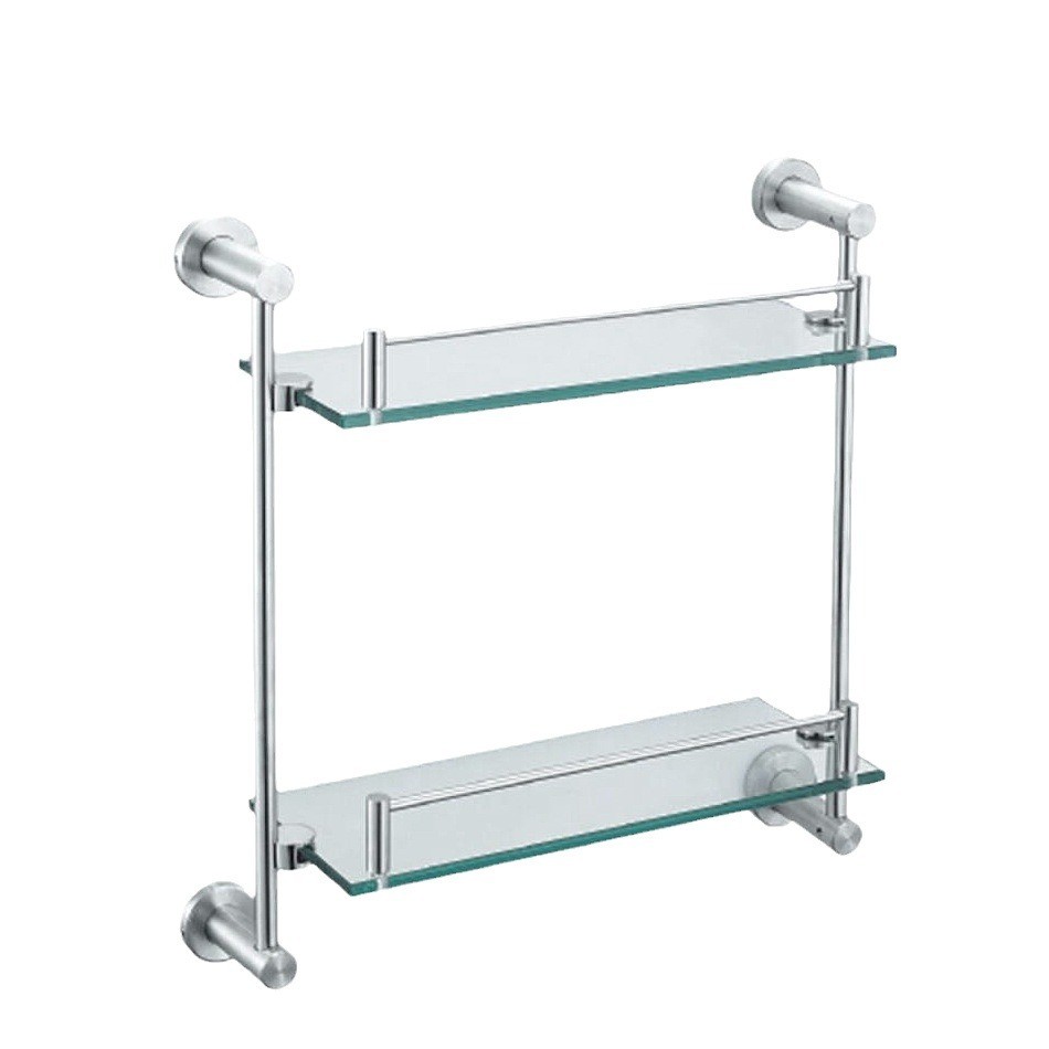 浴室玻璃置物架304不锈钢热卖收纳单双层壁挂式托架a1015卫生间