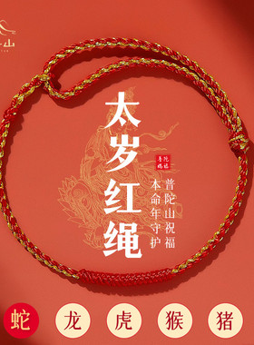 2025蛇年红绳手链女本命年编织绳太岁化红色手绳属蛇平安护身符男