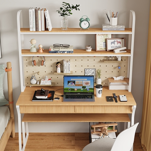 桌面洞洞板置物架可立式实木收纳书架夹式免打孔配件支架宿舍放置