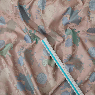 中国风提花玉兔纹宋锦老钱风仿面料包装锦盒书画装裱新中式女装汉