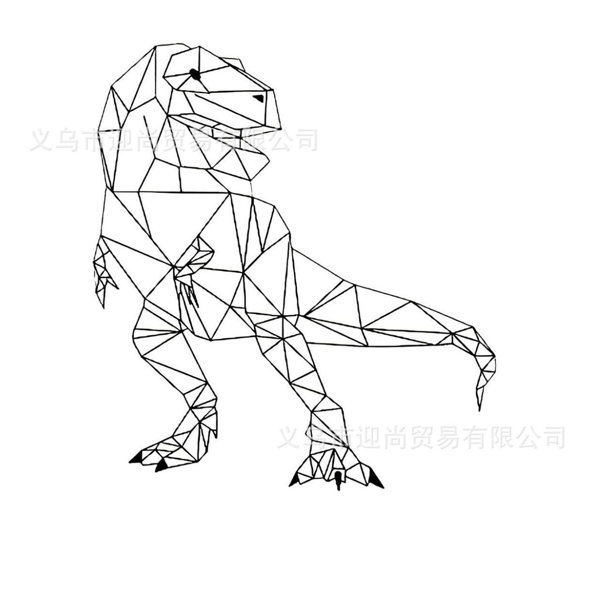 爆家居装饰创意几何恐龙图案自粘墙贴款书房卧室一代精雕