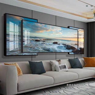 客厅现代高级大深圳芬大气装饰画挂画背景墙感叠加沙发村油画简约