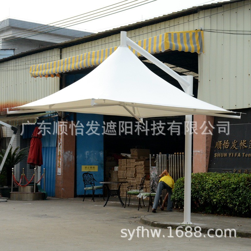 拉膜伞侧立钢结构棚景观边伞伞公园沙滩广场大户外中柱伞遮阳膜柱