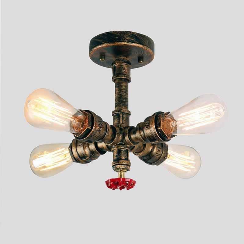 loft过道水管吸顶灯4头客厅餐厅阳台复古咖啡馆酒吧工业灯