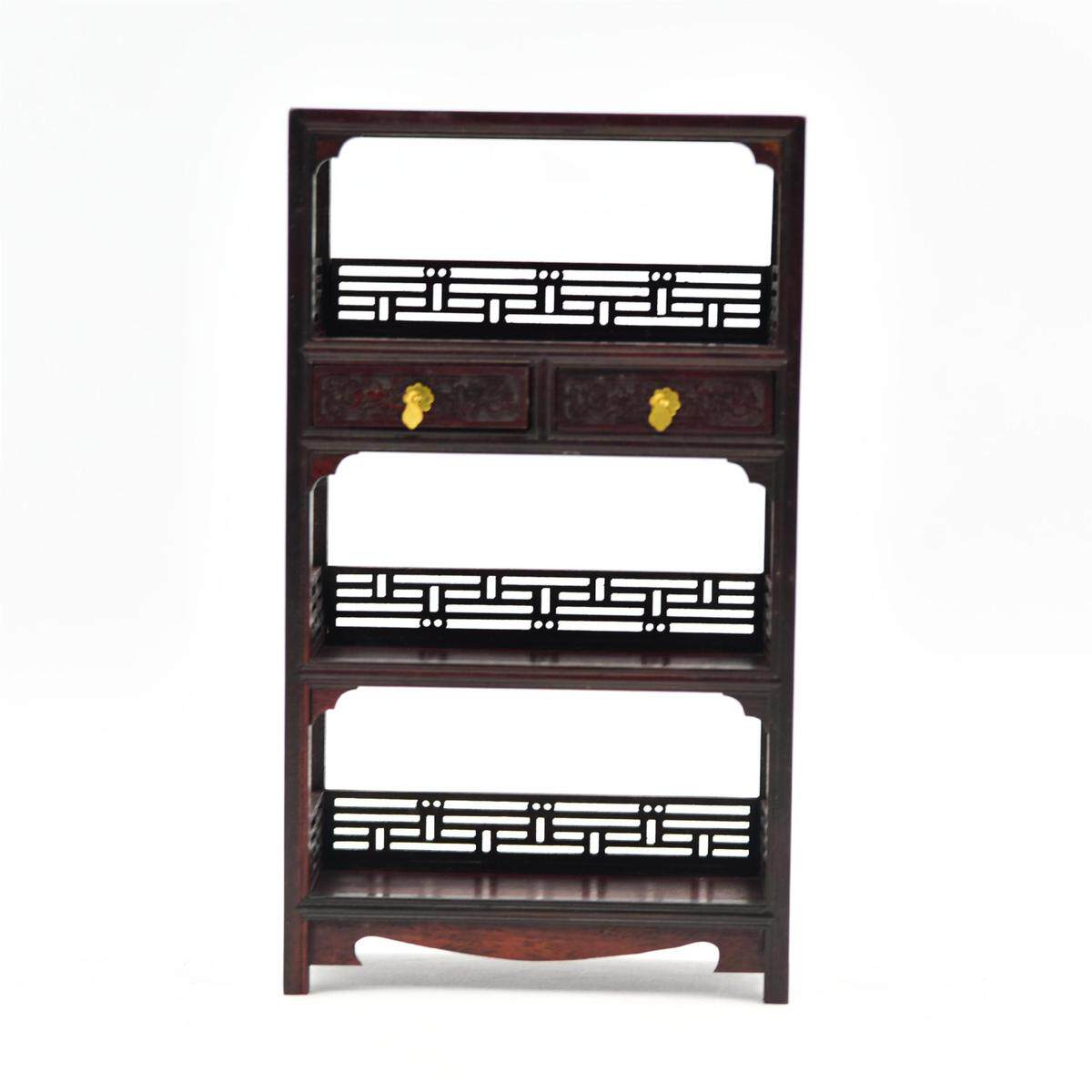 仿古明清模型小家具微缩红木工艺品木雕小摆件红酸枝迷你书架批发