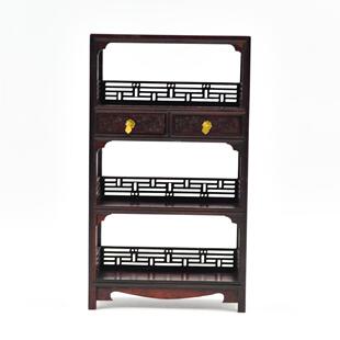 仿古明清模型小家具微缩红木工艺品木雕小摆件红酸枝迷你书架批发