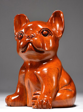 花梨办公狗摆件十二生肖狗实木家居客厅电视柜木雕装饰红木工艺品