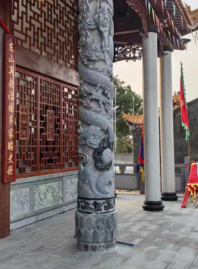 庭院仿古别墅祥云盘龙柱广场庙宇石雕花岗岩龙凤柱青石盘龙柱