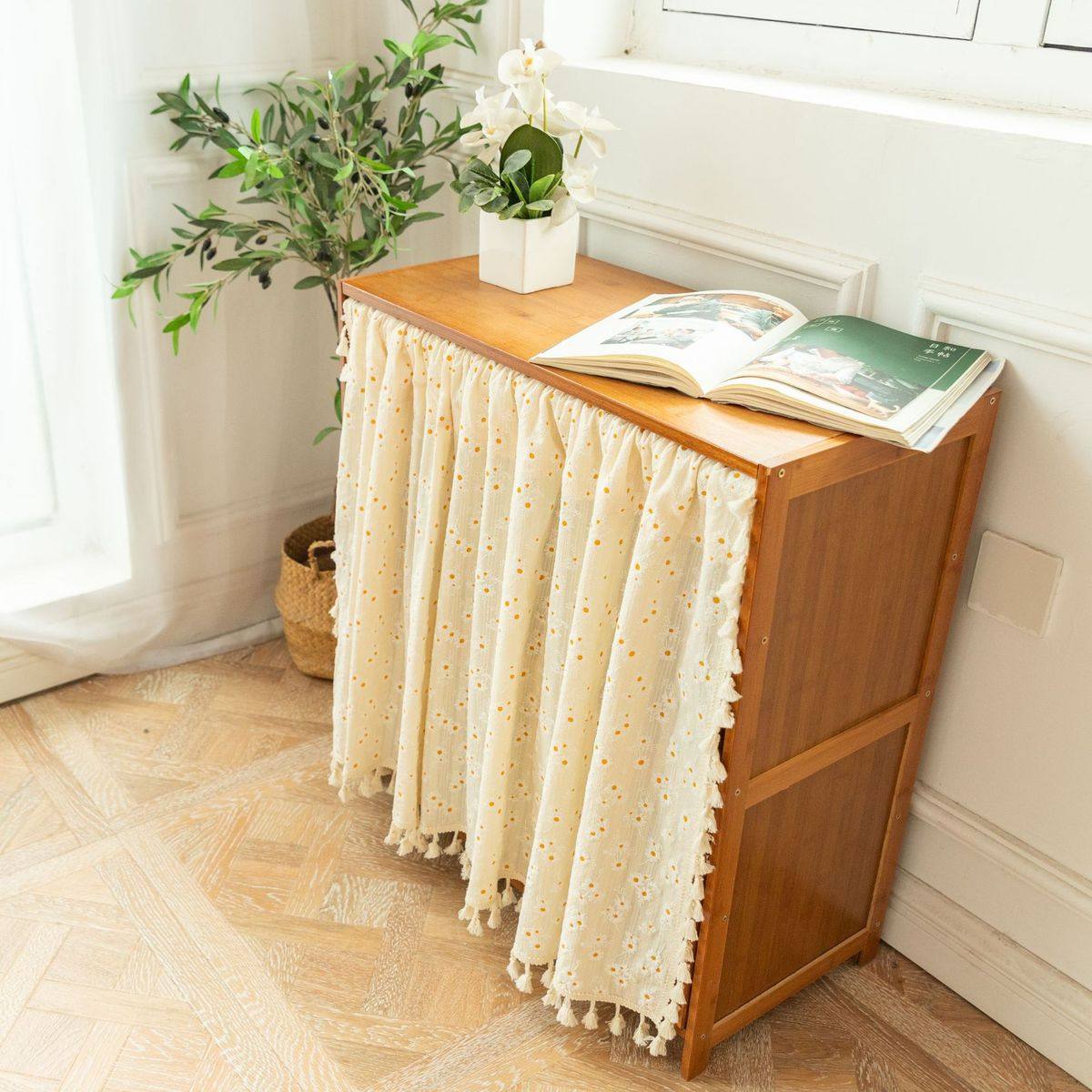 免打孔窗帘成品全棉雏菊小清新短帘穿杆式咖啡帘鞋柜橱柜遮盖半帘,居家布艺,成品窗帘,淘宝优惠券,粉丝福利购,淘宝优惠卷