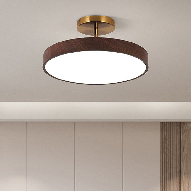 北欧仿木纹led吸顶灯饰创意卧室走廊铁艺衣帽间吸顶灯玄关阳台灯