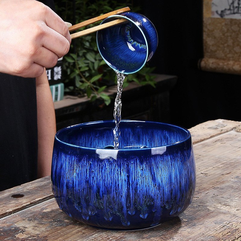 兔毫建盏茶洗陶瓷大号水盂水洗杯洗窑变天目釉功夫茶具茶道零配件