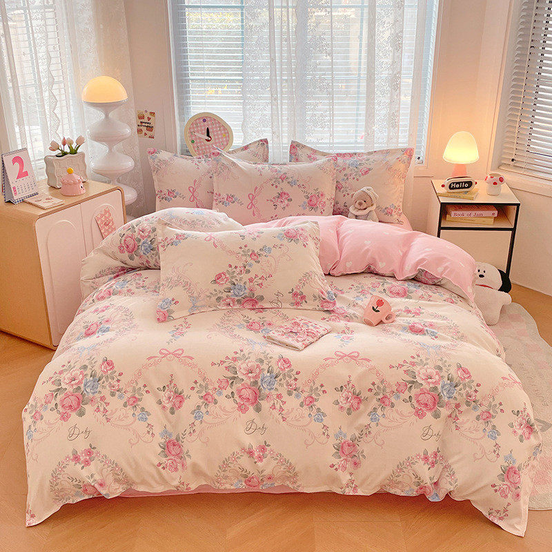 四季款纯棉磨毛四件套亲肤斜纹棉宿舍三件套小清新水洗棉床单被套,床上用品,床品套件/四件套/多件套,淘宝优惠券,粉丝福利购,淘宝优惠卷