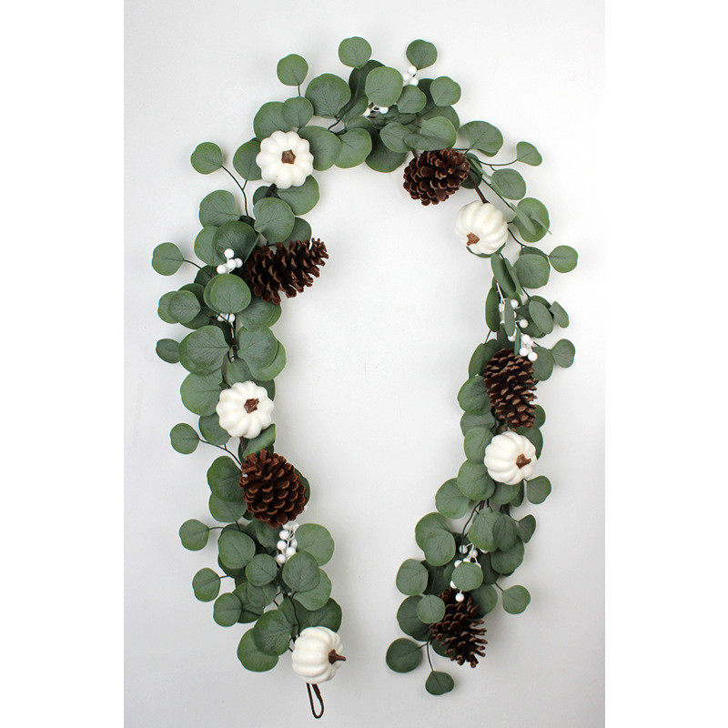 桉树叶白松果南瓜花条爆款丰收节装饰仿真尤加利叶藤条,鲜花速递/花卉仿真/绿植园艺,仿真绿植,淘宝优惠券,粉丝福利购,淘宝优惠卷