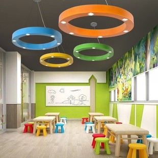 园环形园型LED吊灯现代简约创意幼儿园灯游乐园造型灯灯具