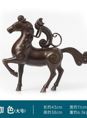 铜马摆件马上封侯猴艺马到成功办公桌博古架电视柜玄关纯手工骑礼