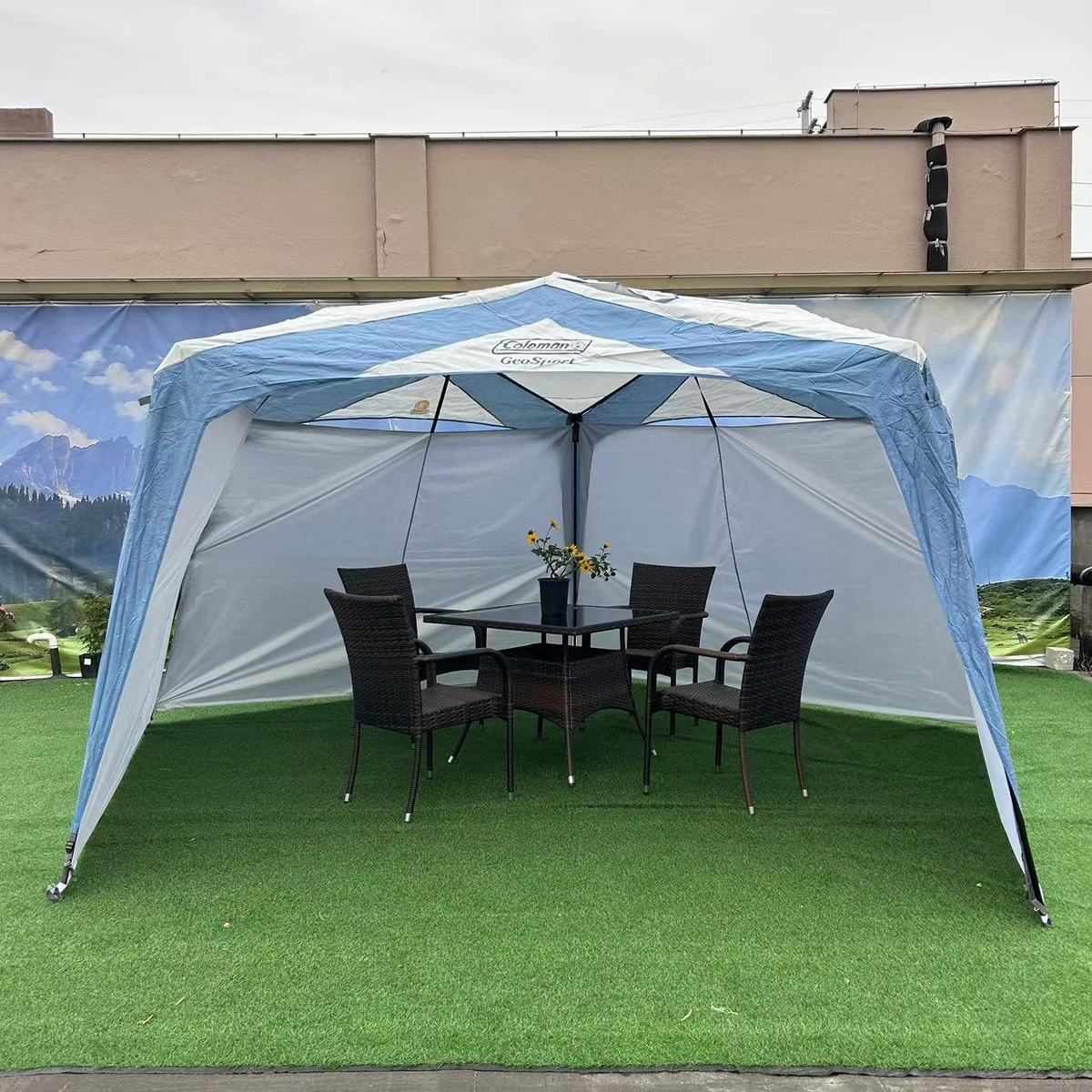 手动新款遮阳批发防雨防蚊防晒沙滩帐篷六角天幕带围布野营