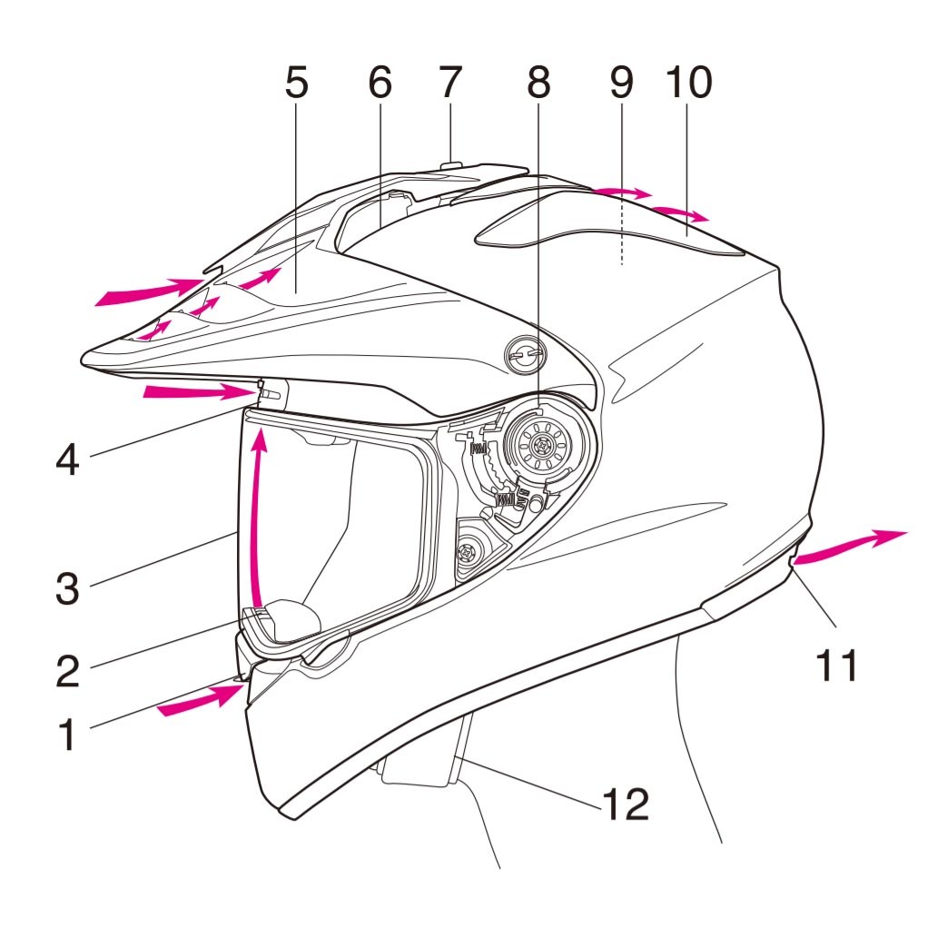SHOEI HORNET ADV/VFX-WR摩托车头盔螺丝风道下巴网鼻封帽檐配件
