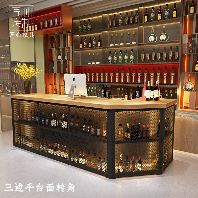 复古吧台桌酒吧工业风餐厅烧烤店收银台服装商用店铺小型柜台转角