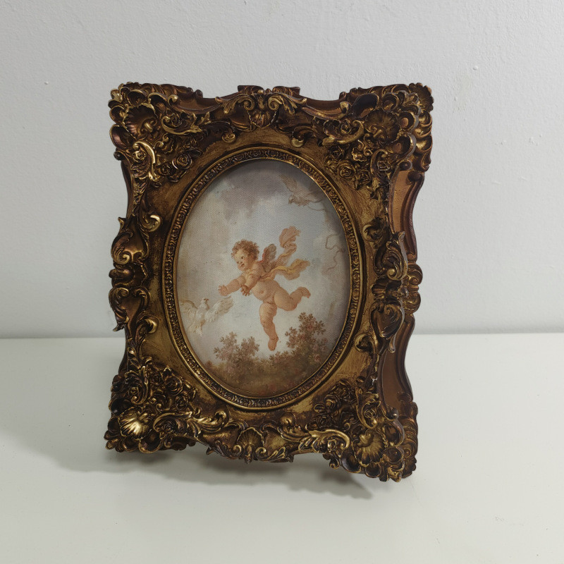 罗马天使客厅玄关树脂画框摆台欧式长方形油画布相框树脂框摆件