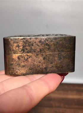 古玩纯白铜墨盒铜印盒粉盒老黑匣文玩老物件云山监制手工墨盒