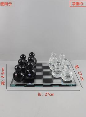 北欧水晶棋盘摆件样板房售楼部卧室书房客厅桌面玄关软装饰品