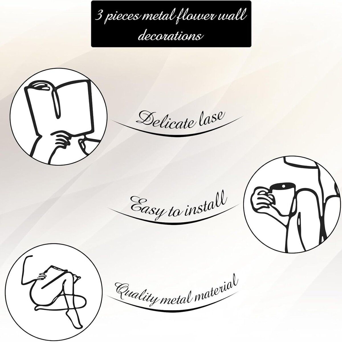 极简墙装饰铁艺主义抽象墙现代线条绘画墙艺术装饰女性悬挂