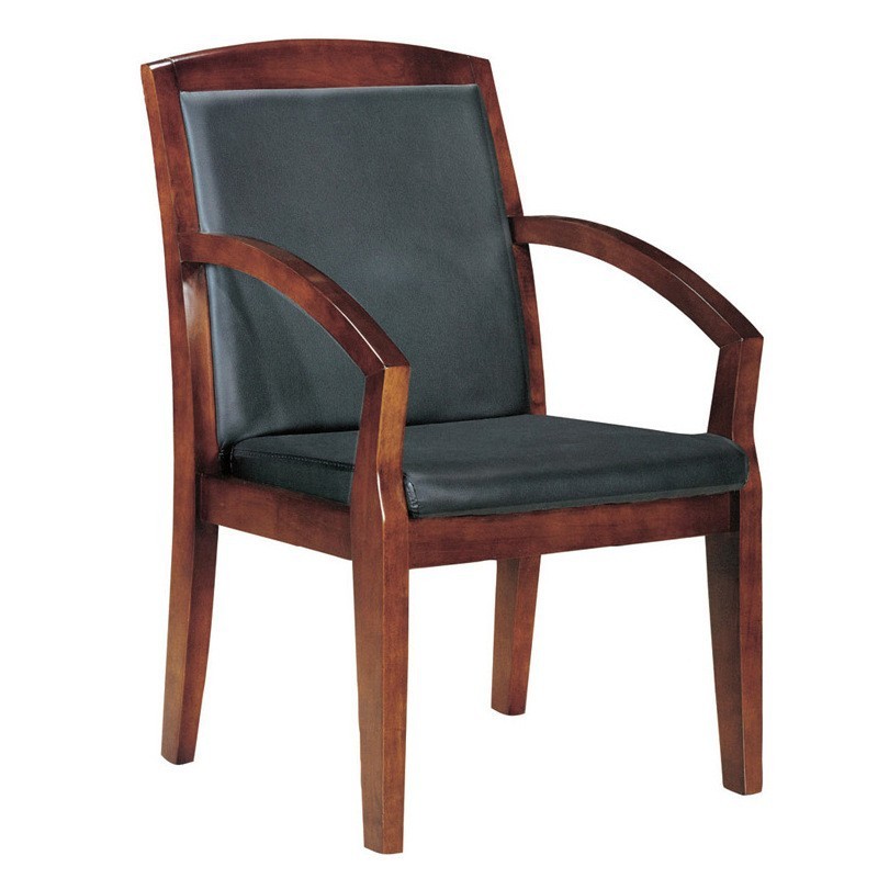 批发中式办公椅子高档四脚班前固定洽谈会议椅 皮革a03