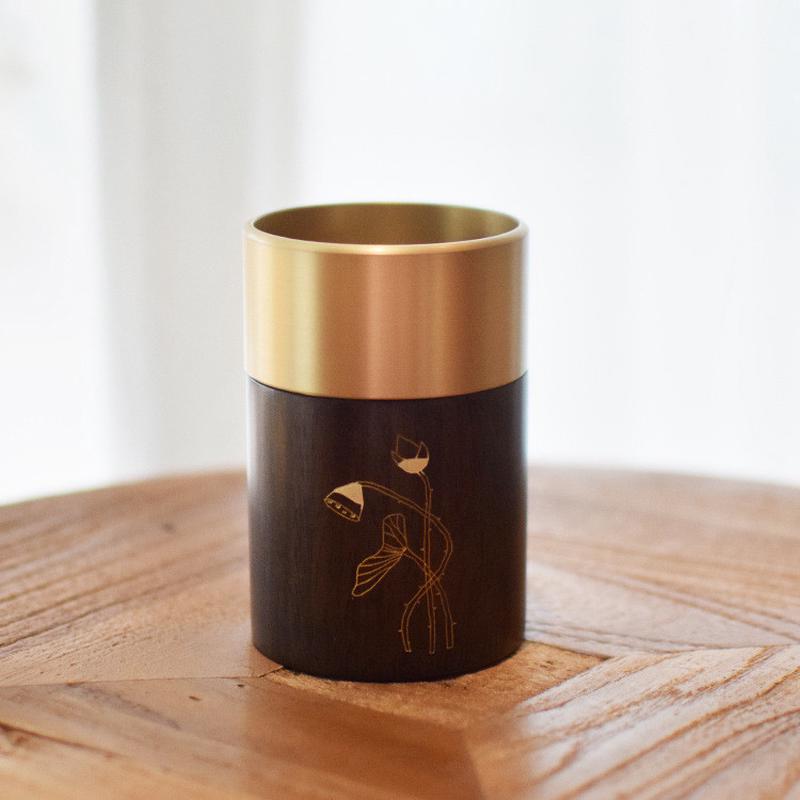 黄铜檀木花梨木笔筒文房书法办公室桌面收纳笔筒中式国风文创礼品