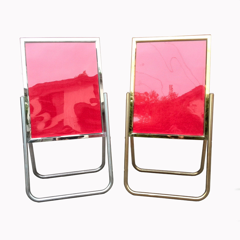 圆管泰式广告牌不锈钢指示牌立式钛水牌斜面金广告展示架