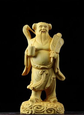 中式八仙过海】黄杨木雕实木雕刻【古典摆件家居客厅人物