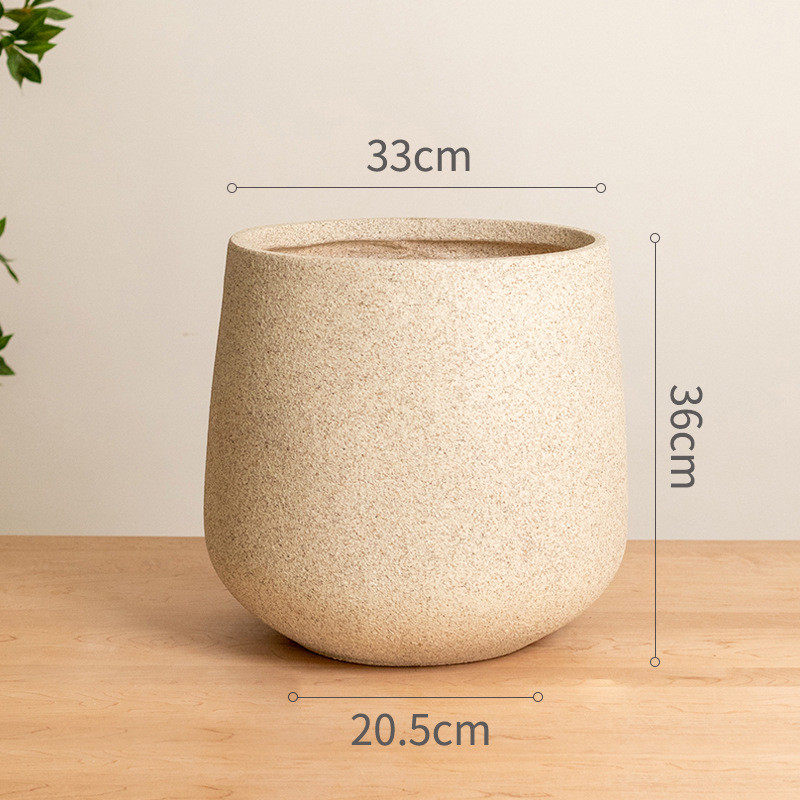 现代简约轻奢仿种植特大号大口径客厅绿植盆景水泥盆镁泥花盆