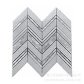 天然卡拉拉白大理石石材六角墙贴背景墙卫生间浴室马赛克瓷砖鱼骨