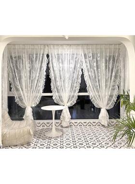 法式洛可可蕾丝卧室双层成品厂家批发客厅窗纱透光不透人木耳边