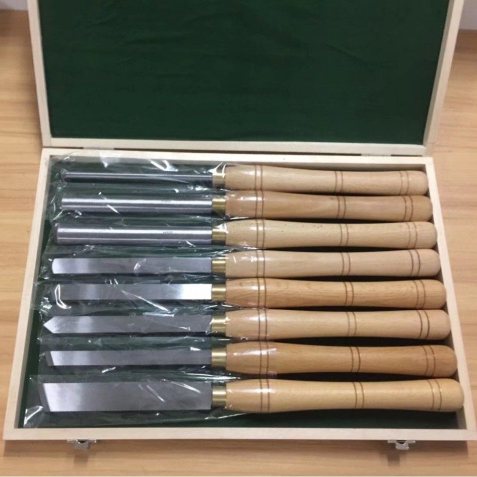 木工车刀厂家直供榉车刀高档8pcs高速钢木柄木工工具雕刻凿