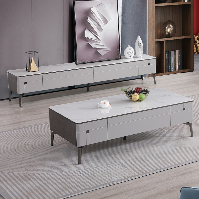 微晶石家用高级感大小户型客厅长方形茶几现代简约电视柜组合
