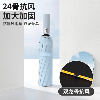 24骨伞加固折叠雨伞全自动商务男自动伞双龙骨大号防晒广告伞批发