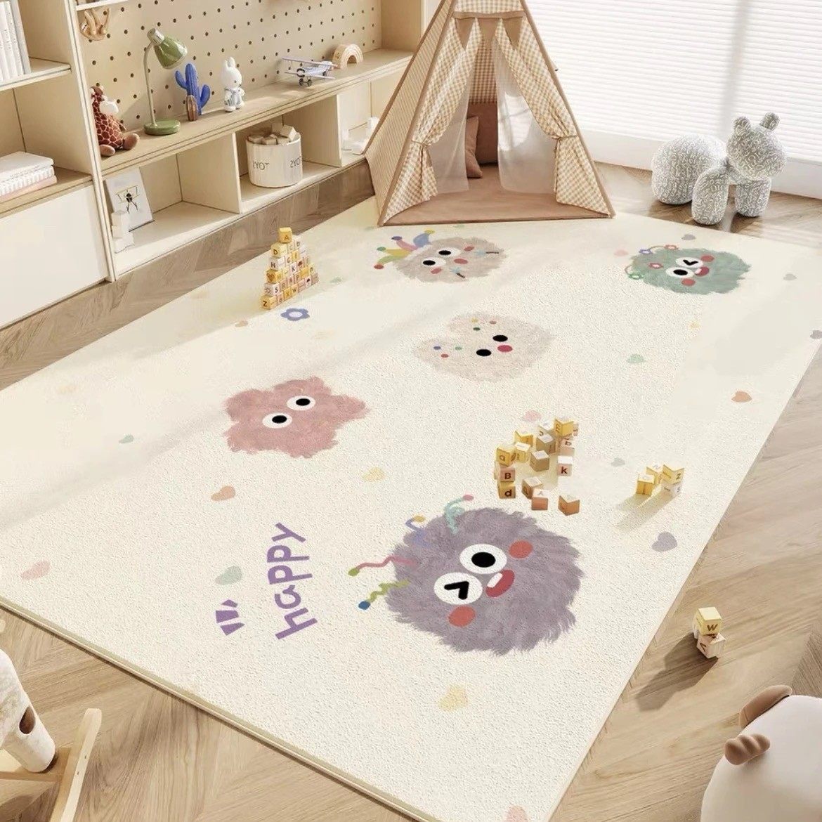 儿童房卡通地毯床边卧室地垫可爱阅读区书桌椅垫宝宝爬行玩耍垫子,居家布艺,地毯,淘宝优惠券,粉丝福利购,淘宝优惠卷