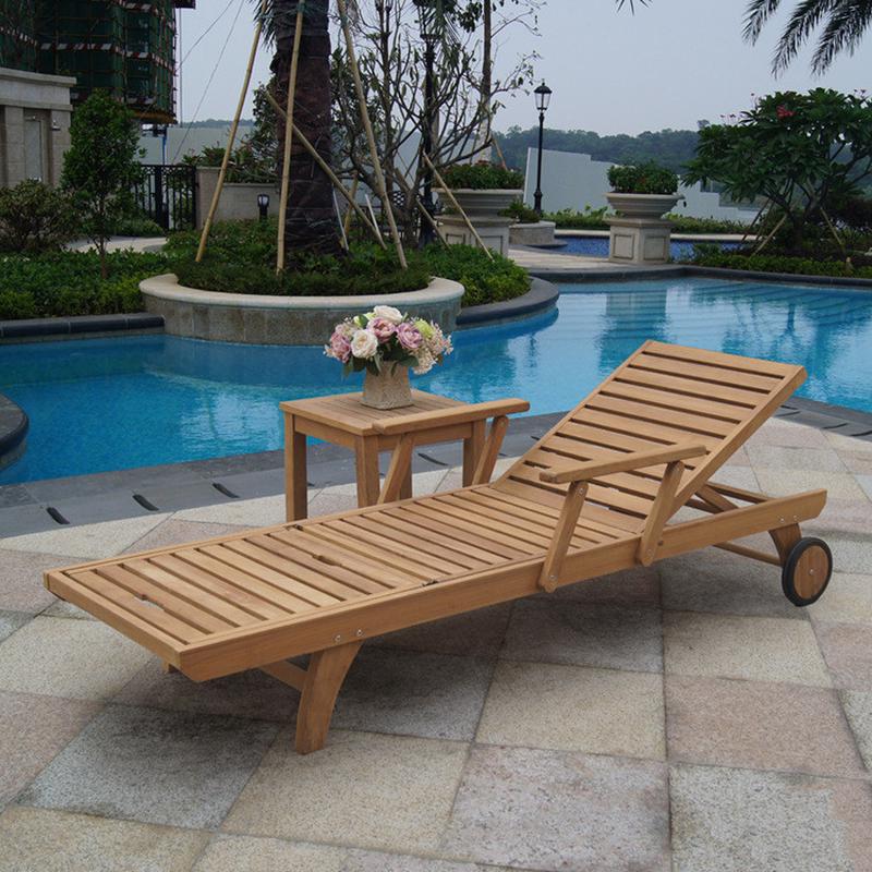 厂家直销花园别墅防腐实木茶几躺床阳台玻璃房休闲柚木沙滩椅泳池