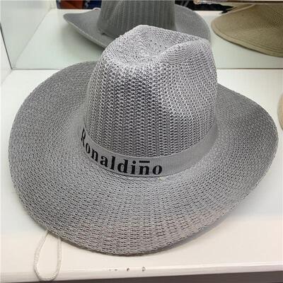夏季新款男士帽子旅游沙滩防晒遮阳西部牛仔休闲大沿草帽厂家货源